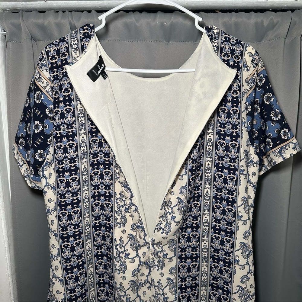 Lulu's Marketplace Blue Mosaic Print Shift Dress Size Large - Picture 13 of 16
